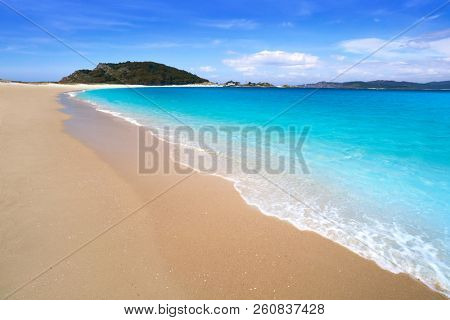 Praia de Rodas beach in islas Cies island of Vigo at Spain
