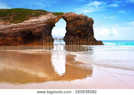 Playa las catedrales Catedrais beach in Ribadeo Galicia of Lugo Spain