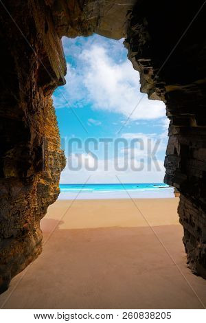Playa las catedrales Catedrais beach in Ribadeo Galicia of Lugo Spain