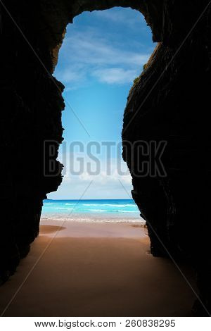 Playa las catedrales Catedrais beach in Ribadeo Galicia of Lugo Spain