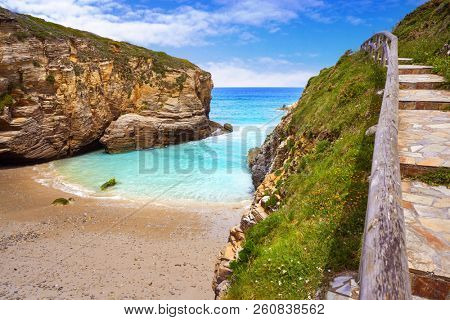 Playa las catedrales Catedrais beach in Ribadeo Galicia of Lugo Spain