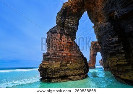 Playa las catedrales Catedrais beach in Ribadeo Galicia of Lugo Spain