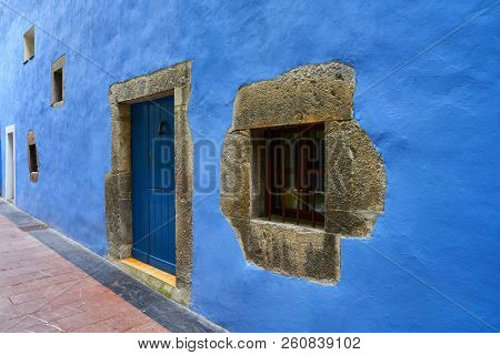 Ribadesella facades in Asturias of Spain