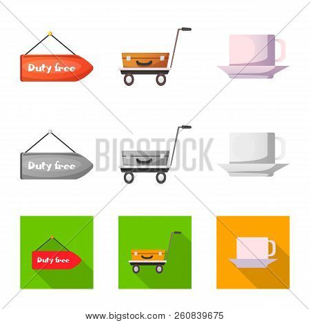 Vector Illustration Of Airport And Airplane Sign. Collection Of Airport And Plane Stock Symbol For W