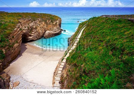Playa las catedrales Catedrais beach in Ribadeo Galicia of Lugo Spain