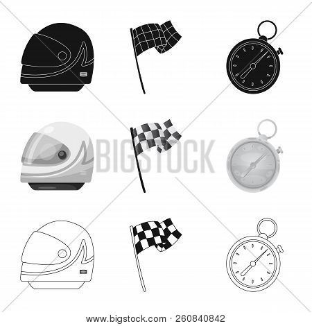 Vector Illustration Of Car And Rally Icon. Set Of Car And Race Stock Vector Illustration.