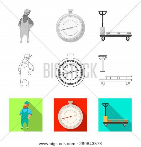Vector Illustration Of Goods And Cargo Symbol. Set Of Goods And Warehouse Stock Symbol For Web.