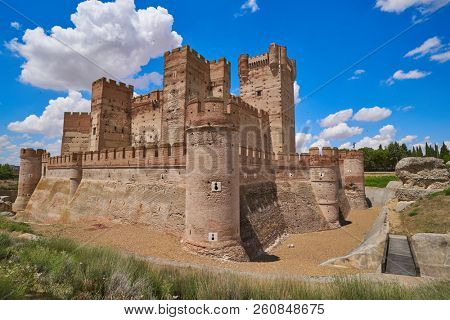 Medina del Campo village in Spain Mota castle in Valladolid at Castile Leon
