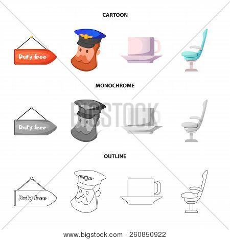 Vector Illustration Of Airport And Airplane Symbol. Collection Of Airport And Plane Vector Icon For 