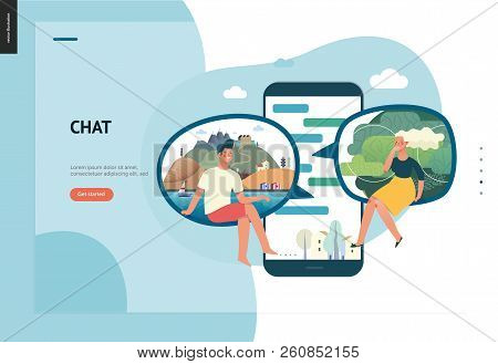 Business Series, Color 1 - Chat - Modern Flat Vector Illustration Concept Of People Chating In Messe