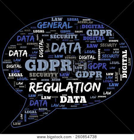 General Data Protection Regulation, Gdpr, Word Cloud Concept On Black Background. Data Protection An