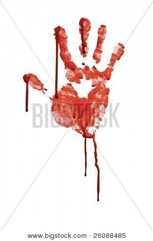 Кровавые руки Принт, изолированные на белом