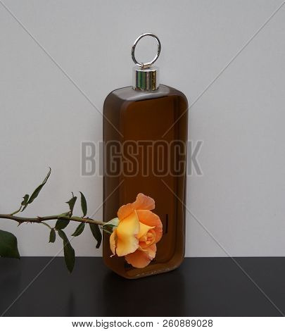 Mens Fragrance, Large Perfume Bottle Decorated With An English Rose