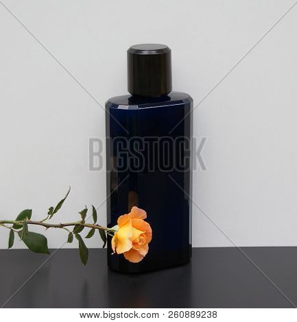 Eau De Toilette, Large Perfume Bottle Decorated With An English Rose