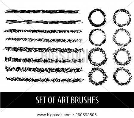 Set Of Eight Vector Brushes For Drawing