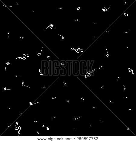 Music Notes White On A Black Background