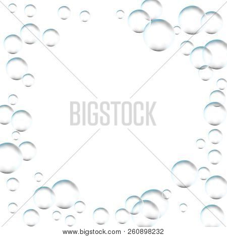 Frame For Processing Of Transparent Bubbles. Background Of Air B