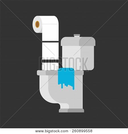 Paper In Toilet Consequences. Litter In Water Pipe. Old Pipes. Water Leak. Sewerage Is Broken. Vecto
