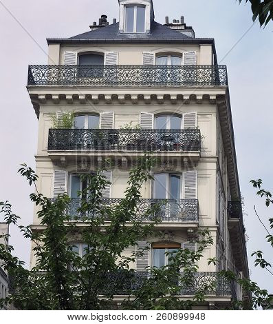 Haussmann Style Appartment Building In Paris, France