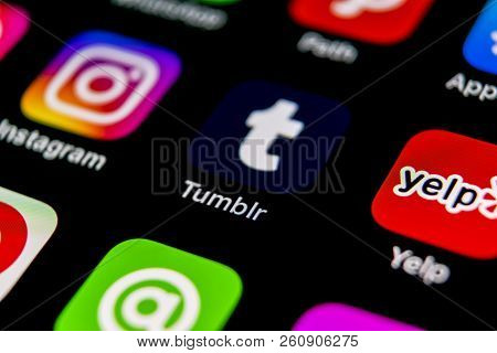 Sankt-petersburg, Russia, September 30, 2018: Tumblr Application Icon On Apple Iphone X Smartphone S