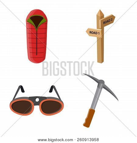 Vector Design Of Mountaineering And Peak Icon. Collection Of Mountaineering And Camp Stock Symbol Fo