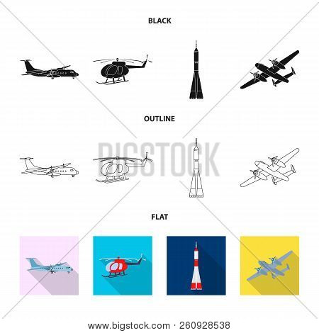 Vector Illustration Of Plane And Transport Icon. Set Of Plane And Sky Vector Icon For Stock.
