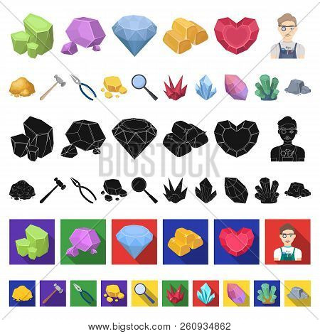 Precious Minerals Cartoon Icons In Set Collection For Design. Jeweler And Equipment Vector Symbol St