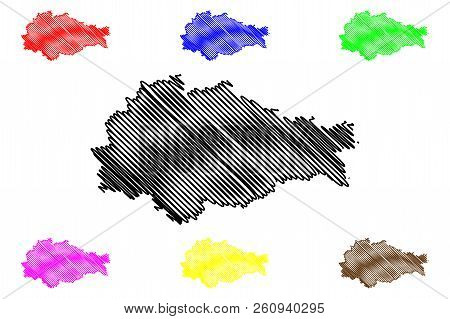 Kursk Oblast (russia, Subjects Of The Russian Federation, Oblasts Of Russia) Map Vector Illustration
