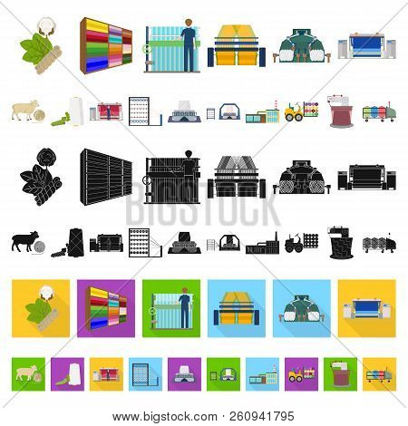 Textile Industry Cartoon Icons In Set Collection For Design.textile Equipment And Fabrics Vector Sym