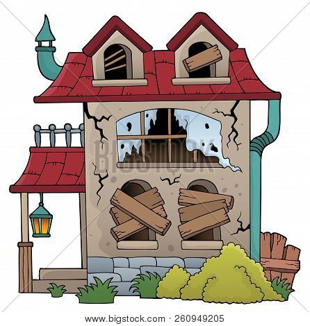 Derelict House Theme Image 1 - Eps10 Vector Picture Illustration.