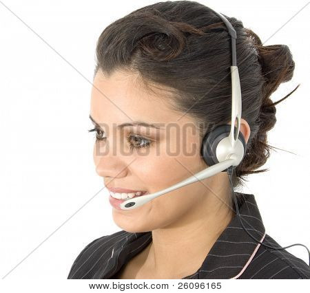Smukke unge Hispanic kundeservice rep.