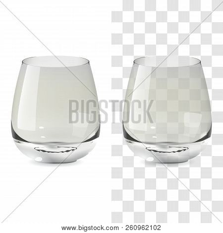 Vector Realistic Transparent And Isolated Whiskey Tumbler Glass. Alcohol Drink Glass Icon Illustrati
