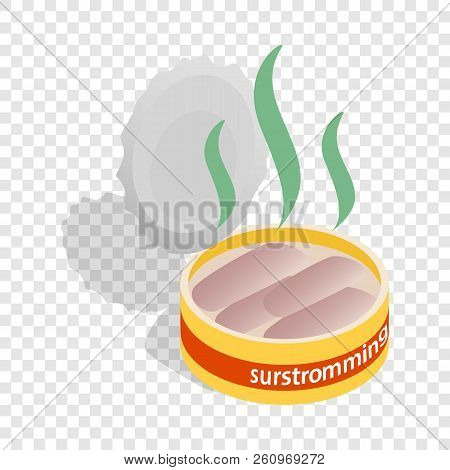 Can Of Surstomming, Danish Fermented Herring Isometric Icon 3d On A Transparent Background Illustrat