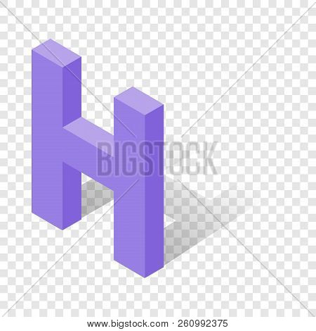 H Letter In Isometric 3d Style With Shadow. Violet H Letter Illustration