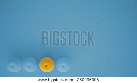 Outstanding Ogm Free Orange Contrasts With Blue Oranges On Pastel Background With Copy Space, Natura