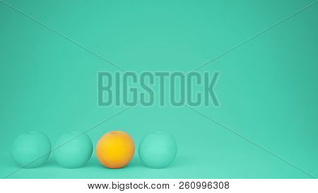 Outstanding Ogm Free Orange Contrasts With Turquoise Oranges On Pastel Background With Copy Space, N
