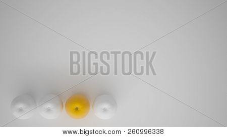 Outstanding Ogm Free Orange Contrasts With White Oranges On Bright Background With Copy Space, Natur
