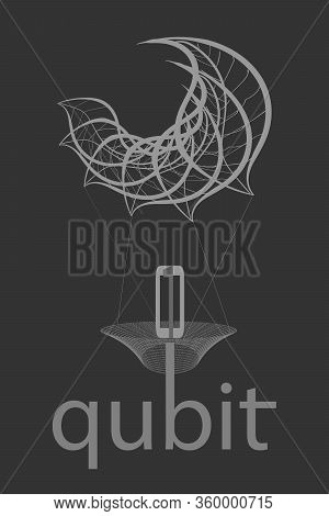 The Digital Airship Carries A Qubit On A Dark Background And I Will Take Out The Inscription Qubit