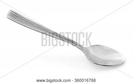 Silver Spoon Isolated On A White Background.