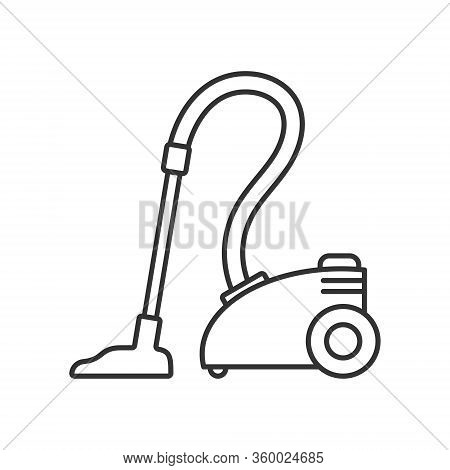 Vacuum Cleaner Icon, Thin Line, Empty Outline Isolated On White Background, Flat Modern Design. Stoc