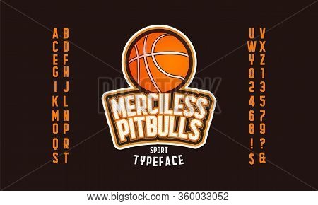 Vintage Octagonal Alphabet. Retro Basketball Typeface And Sport Logotype.