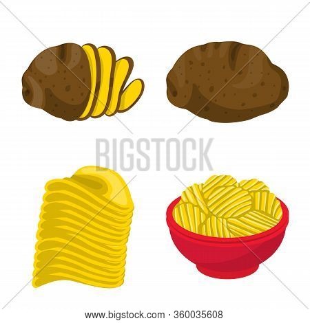 Vector Illustration Of Chips And Crisp Sign. Collection Of Chips And Food Vector Icon For Stock.