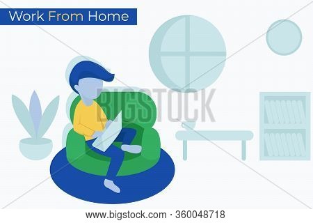 Simple Flat Illustration Style Of Work From Home Activity
