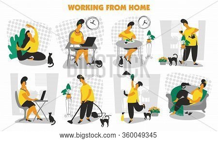 Work From Home. Remote Working. Freelance. Home Office. Plan Your Day. Woman Self Employed Concept R
