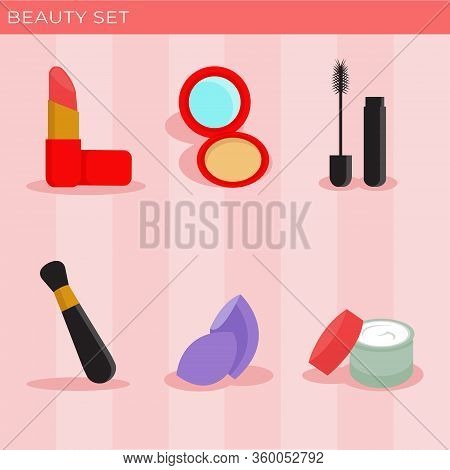 Cute And Sweet Illustration Of Beauty Starter Pack Icon Set
