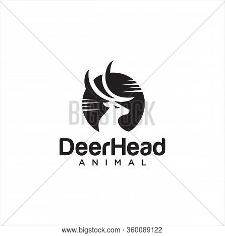 Deer Logo Design Vector . Deer Head Logo Black Silhouette Design Vector Stock