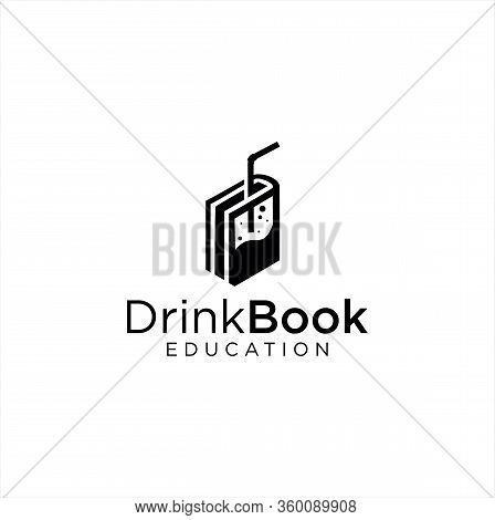 Drink Book Logo Design Education Silhouette Template Vector Stock Illustration . Beer Book Logo Blac