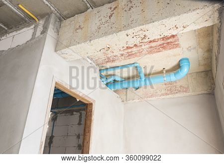 Pvc Tube  In Water Piping System And Draining System Installation Under Concrete Floor In Under Cons