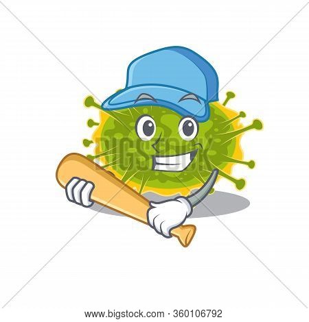 Picture Of Insthoviricetes Cartoon Character Playing Baseball