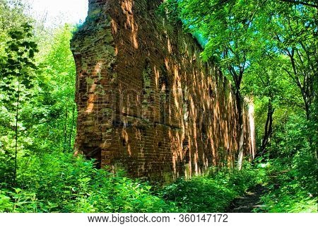 Brick Wall Of Old Castle Balga In Prussia, Kaliningrad Region, Russia